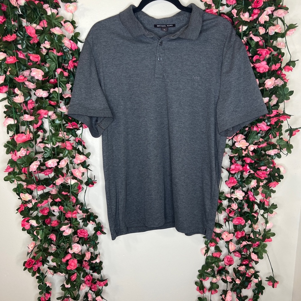 Micheal Kors Gray Polo Knit Mens Casual Shirt Work Office Business XL Dark Gray